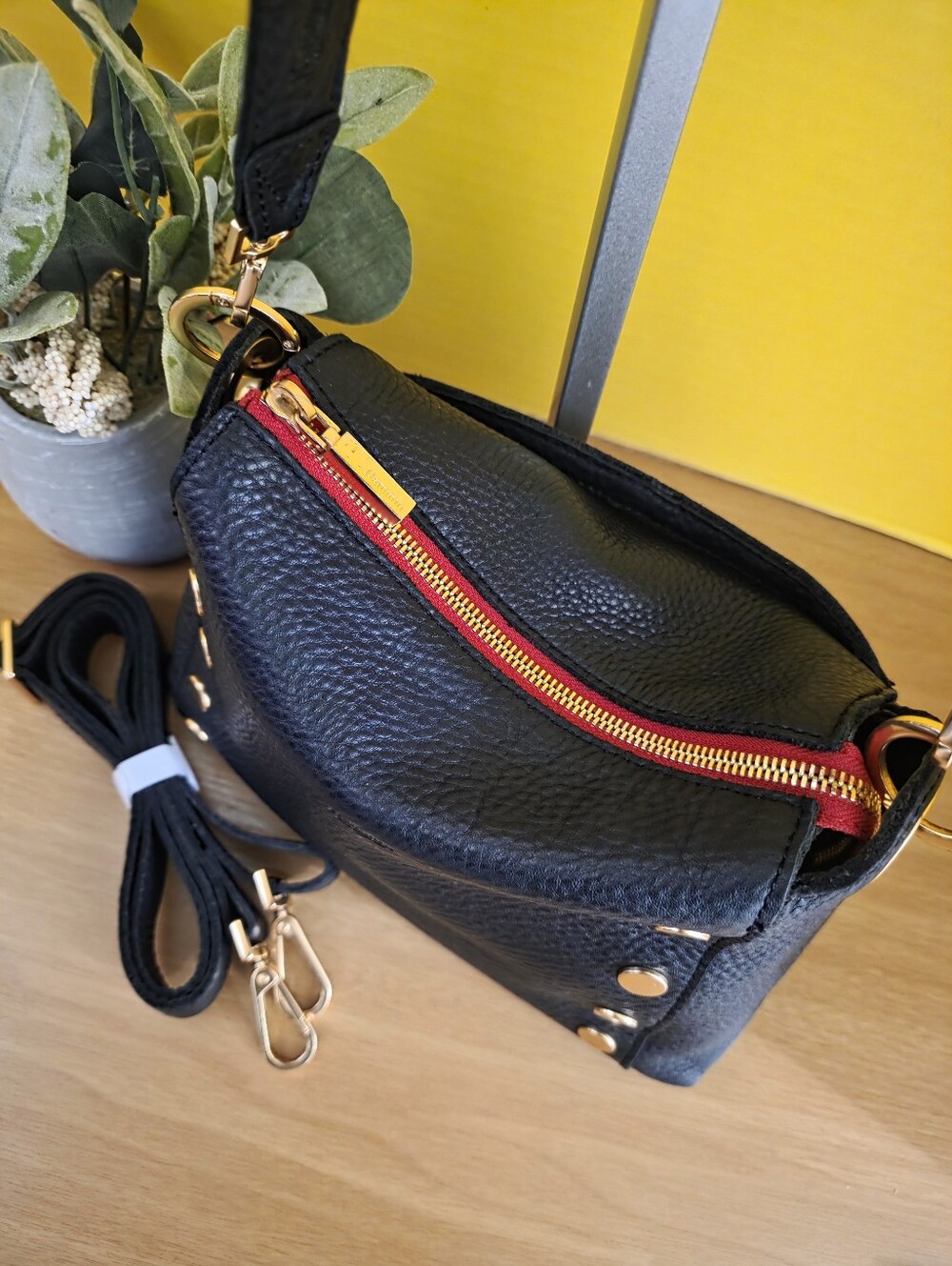 Hammitt Black Leather MD Bryant Bag with Gold Hardware - Picture 6 of 8